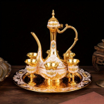 Vintage Metallist T&uuml;rgi Kohvikannikomplekt Euroopa Stiilis Teekomplekt 6 Luksuslikku Kohvitassi K&auml;sit&ouml;&ouml; Teekandik ja Teekann Tee Serveerimiseks Zamzam Kohv Cappuccino