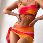 Euroopa ja Ameerika seksikas tr&uuml;kitud Tie-Dye poolitatud bikiinide moodne Colorblock ujumistrikoo S