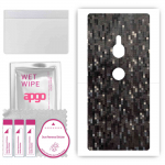 apgo Protective Skin Sticker for the back compatible with Sony Xperia XZ2, Wrap Film, Foil, Vinyl - Pattern Carbon Black Pixel