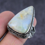Natural Dendrite Opal Gemstone Handmade 925 Sterling Silver Gift Ring S.10 f5u46
