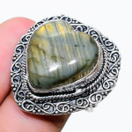 Natural Labradorite Gemstone Handmade 925 Sterling Silver Ring Size 7.5 l6a35
