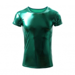 Suvine meeste T-s&auml;rk, l&auml;ikiv pind, pronksjas Slim Fit O kael, &uuml;hev&auml;rviline l&uuml;hikeste varrukatega Pullover Party Club Performance Dance Streetwear Top M roheline