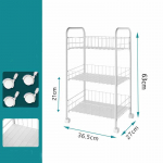 3/4 kihiline k&ouml;&ouml;gi hoiurest koos ratastega eemaldatava hoiuriiuliga vannitoa jaoks, r&otilde;du korraldaja, teisaldatava vahega riiulid 3 Layer valge