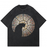T&auml;navar&otilde;ivad Mysterious Cat Graphic Unisex T-s&auml;rk Puuvillane Pestud Must Ts&auml;rk Unisex Tops T-s&auml;rk Suvine l&uuml;hikeste varrukatega T-s&auml;rk S must