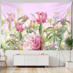 Roosa lillega seinavaibast seinaripp V&auml;ike v&auml;rske Boheemi p&auml;ritolu pol&uuml;estrist lauamatt magamistoa dekoratiivne taustriie 95x70CM