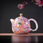 Sheep fat jade porcelain million flower enamel color teapot home kung fu tea set master cup painted sample tea cup Style 2