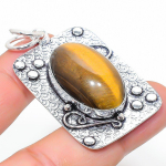 Natural Tiger Eye Gemstone Handmade 925 Sterling Silver Pendant 2.13 q2o44
