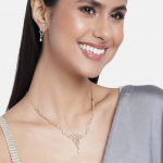 Estele kaelakee komplekt ovaalse Ameerika teemandiga 24-karaadisest kullast naistele