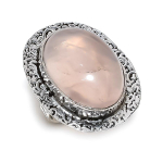 Natural Rose Quartz Gemstone 925 Sterling Silver Jewelry Ring Size 7.5 h5w27