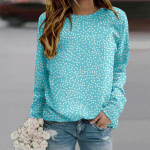 S&uuml;giss&uuml;gis naiste moe kaelusega pikkade varrukatega T-s&auml;rk lahtised riided, roosad lillelised fragmendid, tr&uuml;kitud T-s&auml;rk t&uuml;drukutele t&auml;naval XS sinine