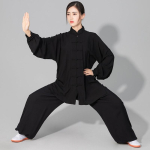 Danmo Meeste ja Naiste Tai Chi Kung Fu Pehme Puuvillane Komplekt V&otilde;itluskunstide &Uuml;htne Jakk ja Wing Chun P&uuml;ksid XL must
