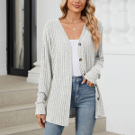 Naiste moodne vabaaja &uuml;hev&auml;rviline pikkade varrukatega avara n&ouml;&ouml;biga kardiganjakk L sinine