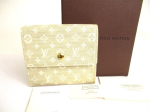 Autentne LOUIS VUITTON Monogram Mini Lin White Canvas Brifold rahakott #9426 Refurbished