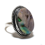 Abalone Shell Gemstone Handmade 925 Sterling Silver Jewelry Ring Size 9 q0s25