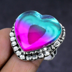 Bi-Color Tourmaline Gemstone 925 Sterling Silver gift Jewelry Ring Size 9 k1M46
