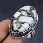 Zebra Jasper Gemstone 925 Sterling Silver gift Jewelry Ring Size 8.5 C8D86