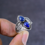 Natural Lapis Lazuli Gemstone Handmade 925 Sterling Silver Ring Size 10 y5s39