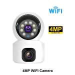 HD Mini Kaamera Wifi/4g Traadita Kaheobjektiiviga Kahekuvariga 4MP IP Kaamerad Nutikas &Ouml;&ouml;n&auml;gemine CCTV Turvamonitor 【Wifi】Camera no card valge