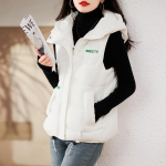 Uus naiste vest puhvis jope kapuutsiga l&uuml;hike, avara istmega soe Parkas naiste vest allapoole Puuvillapolsterdatud jope v&auml;lisr&otilde;ivad 3XL valge