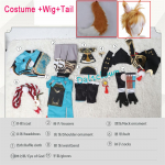 Gorou Cosplay kost&uuml;&uuml;m Gorou Parukas Cosplay Anime Meeste Fox Boy Kost&uuml;&uuml;m Halloweeni P&uuml;ksid Kingad Saba K&otilde;rvad T&auml;ielik komplekt L-(Full set+wig)