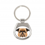Griffon Bruxellois, Brussels Griffon - geometric keychain with a photo and the inscription Art-Dog