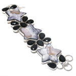 Natural Mother Of Pearl, Spinel Gemstone 925 Sterling Silver Bracelet 7-8 u6p34