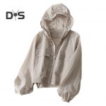 Naiste s&uuml;gismantel kapuutsiga &uuml;hev&auml;rviline pikkade varrukatega t&otilde;mblukk lahtised taskud elastne mansett &otilde;huke pehme hingav l&uuml;hike mantel 2XL roosa