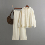 Naiste talvine soe kootud kost&uuml;&uuml;m Kootud kapuuts + silmkoelised p&uuml;ksid 2-osaline vabaaja &uuml;likond kontoris XS