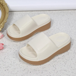 Moodsad EVA beežid naiste kiilukujulised platvormsussid suvised vabaaja paksu p&otilde;hjaga avatud ninaga slaidid &otilde;ues kasutatavad kulumiskindlad daamide sandaalid 35 beež