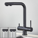 K&ouml;&ouml;gis v&auml;ljat&otilde;mmatav filtreeritud kraan Kroomitud messingist puhastussegisti 360 rotatsiooniga kahe pihustiga joogiveekraani anuma kraani segisti kraan must