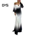 Naiste &otilde;htukleit &otilde;lgadeta &otilde;&otilde;nsaga kivikivist pulmakleit, k&otilde;hn plisseeritud balli kleit, pikad varrukad l&otilde;hikuga, kontrastv&auml;rviga pall 2XL must valge v&auml;rv