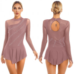 Naiste Rhinestone'i iluuisutamiskleit v&otilde;imlemiskleit, pikkade varrukatega kleit, v&otilde;istlustantsu kost&uuml;&uuml;m S