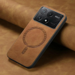 &Uuml;mbris Xiaomi 14T Pro 14 T 13T Luksusnahast Magsafe magnetilise juhtmevaba laadimise jaoks P&otilde;rutuskindel kate Mi14TPro Poco X6 Pro F6 M6 5G C65 jaoks Xiaomi 14T Pro pruun