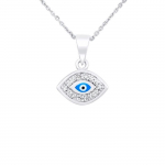 LEA &; ARTHUR - Laste ripats BLUE EYE motiiv - 925 tuhandik roodiumiga kaetud h&otilde;be - tsirkooniumoksiidid ja; SININE ENAMEEL