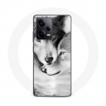 Coque Maniacase pour Xiaomi Redmi Note 12 Pro 5G Le loup et la louve Animal noir et blonc