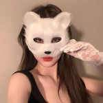 1 tk Halloweeni cosplay peokost&uuml;&uuml;m isetehtud aksessuaarid kunstkarusnaha rebasemask karvane poole n&auml;oga looma kassimask valge