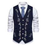 Meeste s&uuml;gis- ja talvine meeste mood, v&auml;rvide sobivus tikandid &uuml;herealine &uuml;likonnavest, velvetist vest meeste jaoks S tumesinine