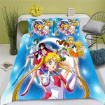 3D Sailor Moon Anime Voodipesukomplekt Tekikott 100% Pol&uuml;ester Sobib Lastele ja T&auml;iskasvanutele 3-osaline Komplekt 1 Tekikott 155x220cm