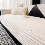 &Uuml;hev&auml;rvilised diivanikatted flanell sirge triip paksendatud libisemiskindel diivanipadi elutuba kreem tuul diivanikate 110x160cm valge