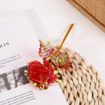 24K Gold Rose koos kinkekarbiga: Helendav kuldfooliumiga kullatud roos Hiina s&otilde;brap&auml;evaks null punane