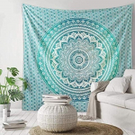 BLESS INTERNATIONAL India traditsiooniline mandala hipi seinaripp, puuvillane gobel&auml;&auml;n Ombre Bohemian voodikate (Klassikaline roheline) Poster