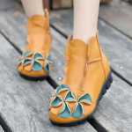 Etnilised Ehtsast Nahast Kingad Naised Vintage Saapad ja Kingad S&uuml;giseks Naiste Retro Saapad Boho Stiilis Kingad Daamide Punased Pahkluusaapad CN 35