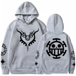 Fashion Anime One Piece Hoodie Lahtine Unisex Hoodie Law Printing Pullover Pikad varrukad XS hall