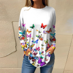 Naiste T-s&auml;rgid S&uuml;gises vabaaja pikkade varrukatega s&auml;rgid Vintage graafilise tr&uuml;kiga top Pullover L sinine