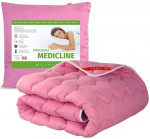 Poduszka + kołdra zestaw całoroczna r&oacute;żowa mikrofibra 140x200 cm Heleroosa