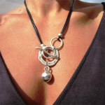 Vintage geomeetrilise ringiga nahast n&ouml;&ouml;rist ripatsiga kaelakee Bohemian naiste kaelakee pidu pidulik kingitus ehteid