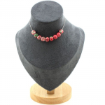 Pierres et Min&eacute;raux. Collier 10 perles Jaspe vert rouge 8 mm. Chaine en acier inoxydable Collier femmes, hommes. Taille personnalis