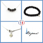 Parure bijoux - A Bijoux - Onyx noir mat - Bracelet et collier - 4 perles 8 mm - Acier inoxydable