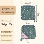 Silikoonist p&otilde;letuskindlate ahjukindade komplekt puuvillase voodriga - paks isolatsioon k&uuml;psetamiseks ja mikrolaineahjus kasutamiseks Polka Dot Insulation Cooker Mat roheline