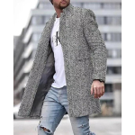 Kevadine uus meeste tasku mitmek&uuml;lgne igap&auml;evane retro p&uuml;stkrae keskmine pikk villane mantel meeste vabaaja mantel meeste riided XXL gray